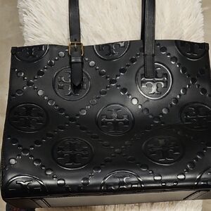 Tory Burch Black Leather Tote Bag